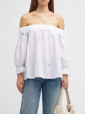 NWT HARSHMAN GRUNER OFF-SHOULDER PUFF-SLEEVE COTTON/LINEN TOP SIZE 3X